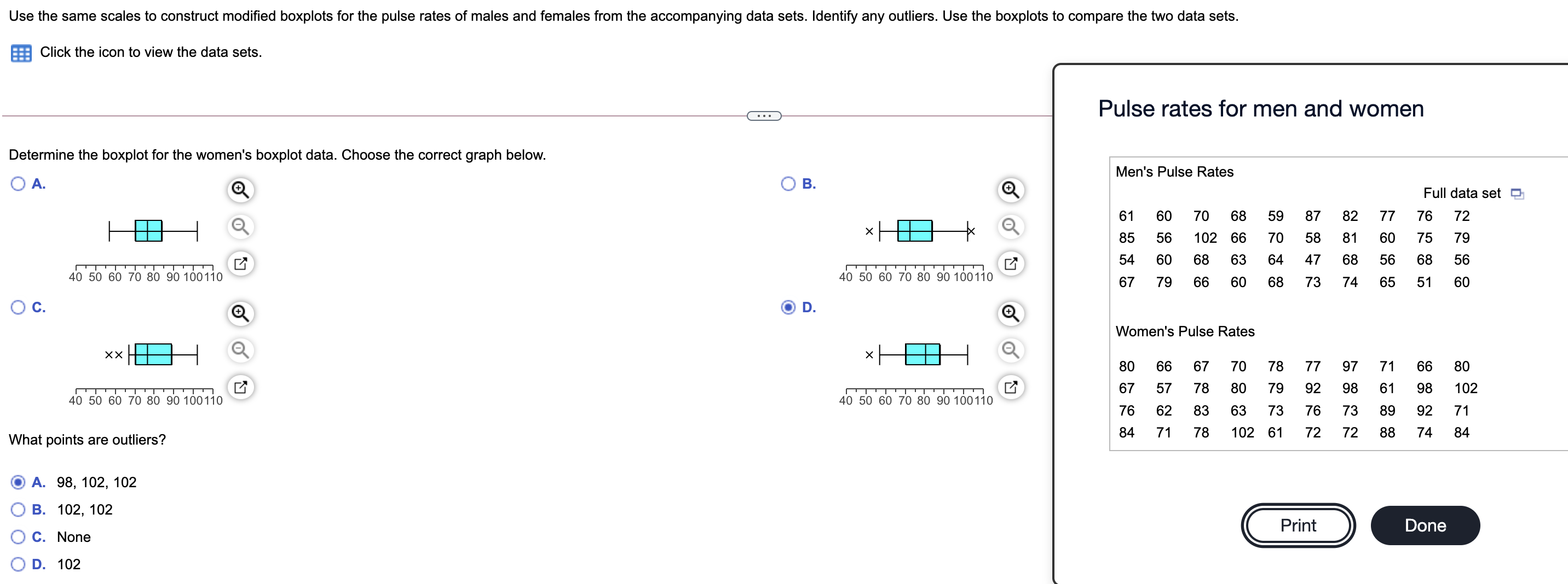 rates of males and females from the accompanying data sets. Identify any