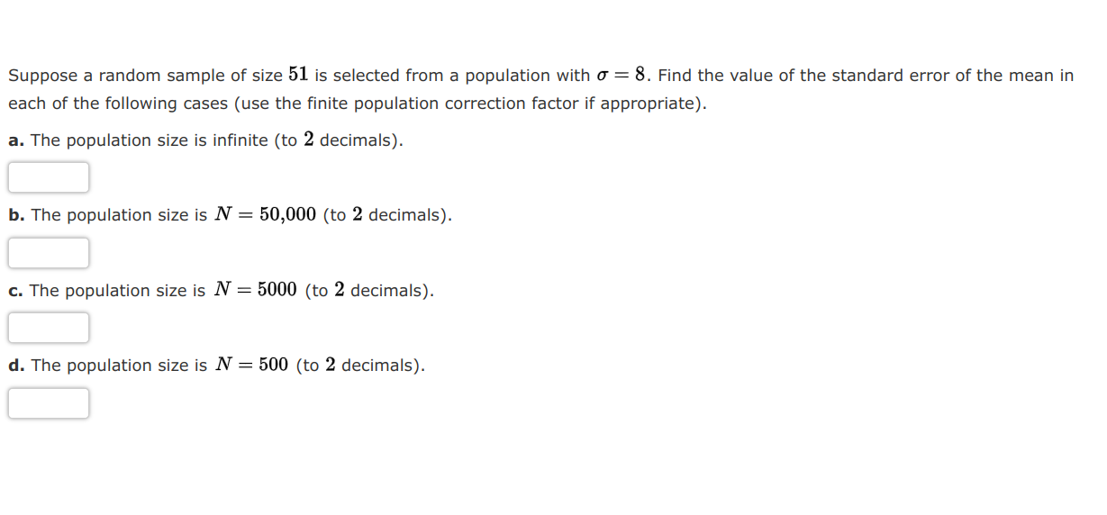  Suppose a random sample of size 51 is selected from a