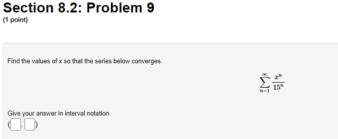 8.2: Problem 10 1 point) Find the values of x so that