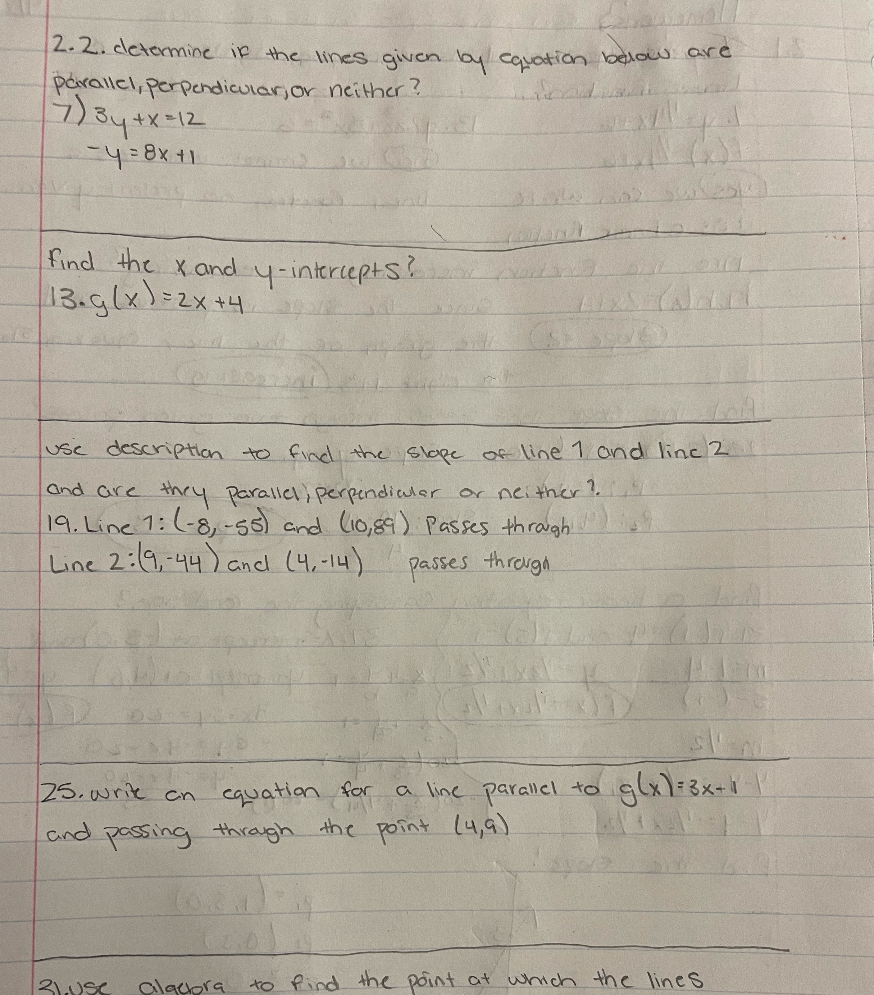 2. 2. determine if the lines given by equation below are