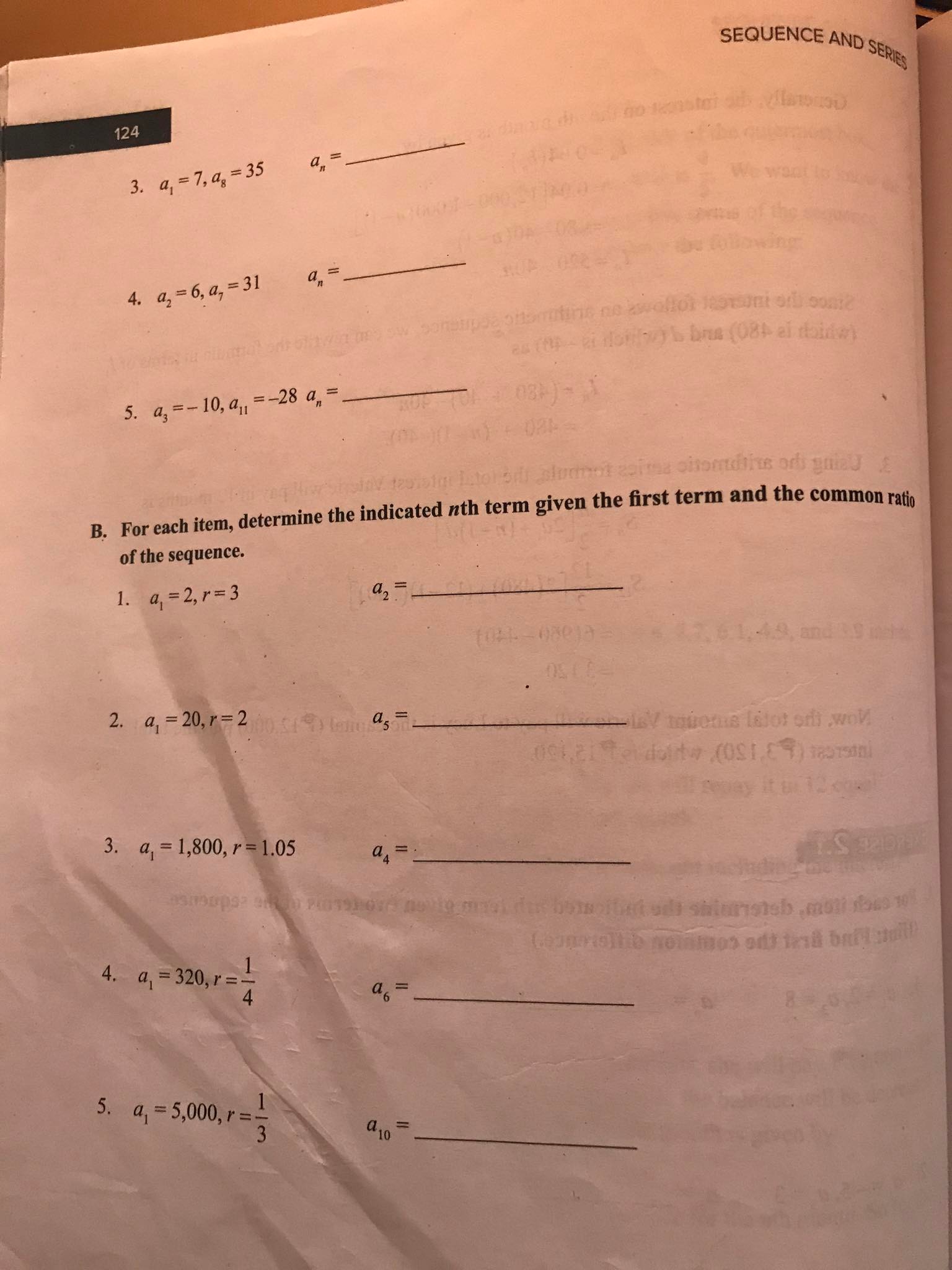 a, = 8 a 2. a, = -5, a = 3 a