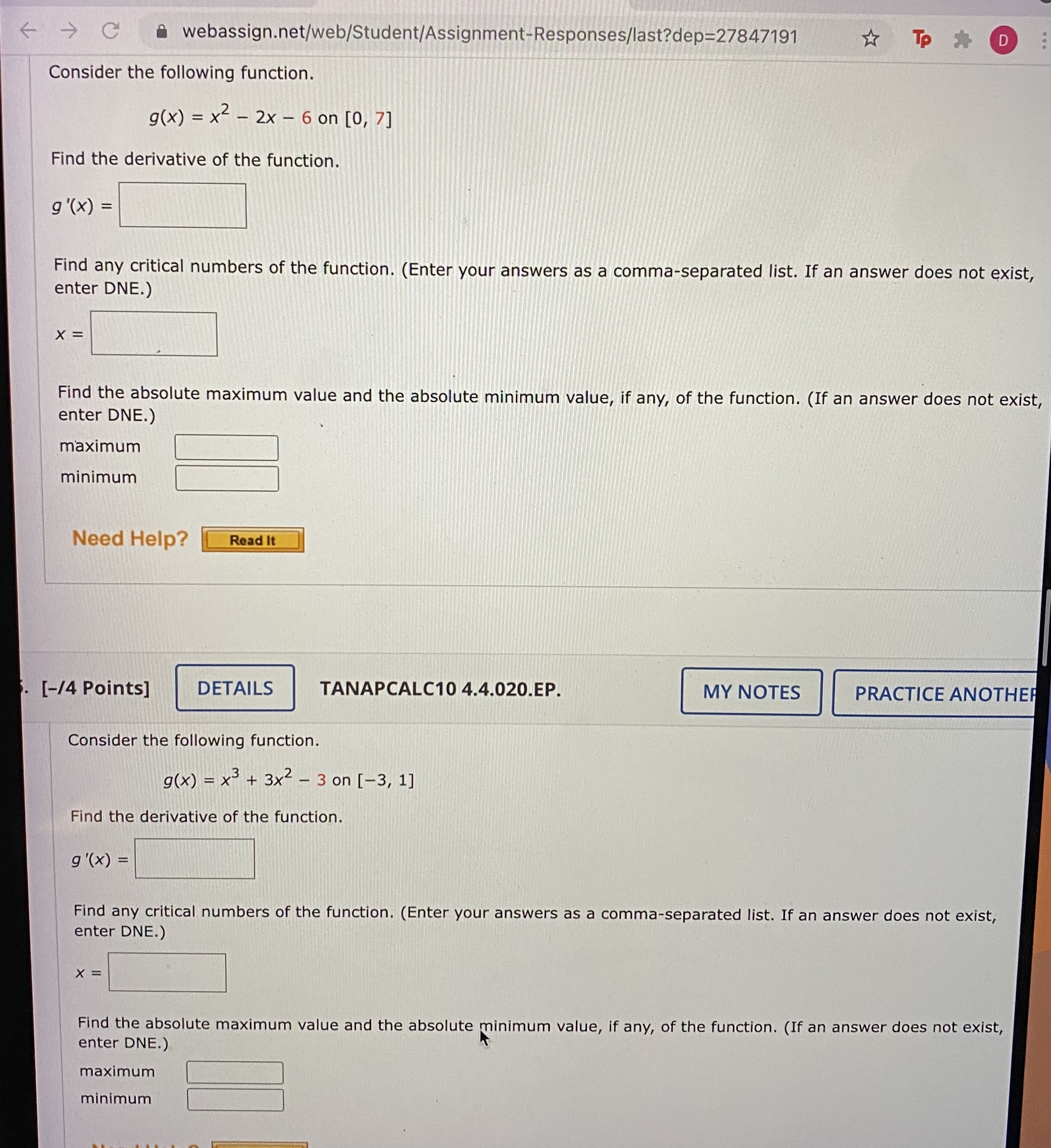  C webassign.net/web/Student/Assignment-Responses/last?dep=27847191 To D Consider the following function. g(x) = x2