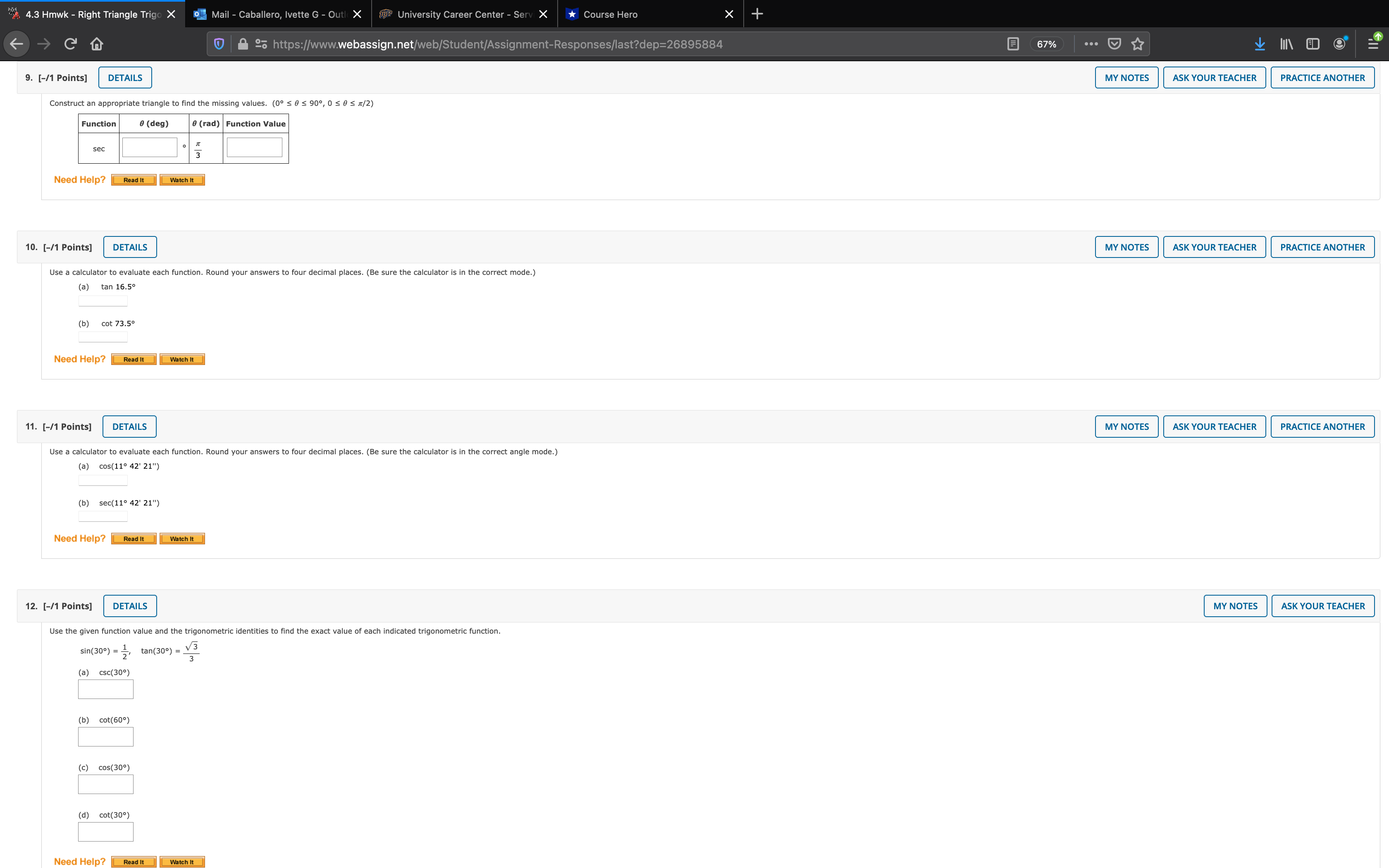  "A 4.3 Hmwk - Right Triangle Trigo X Mail - Caballero,