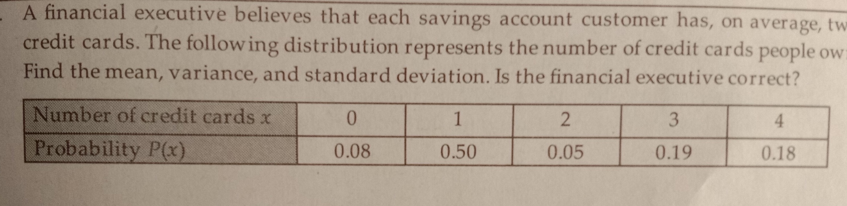 complete the table and BOX THE MEAN, VARIANCE AND STANDARD DEVIATION. show