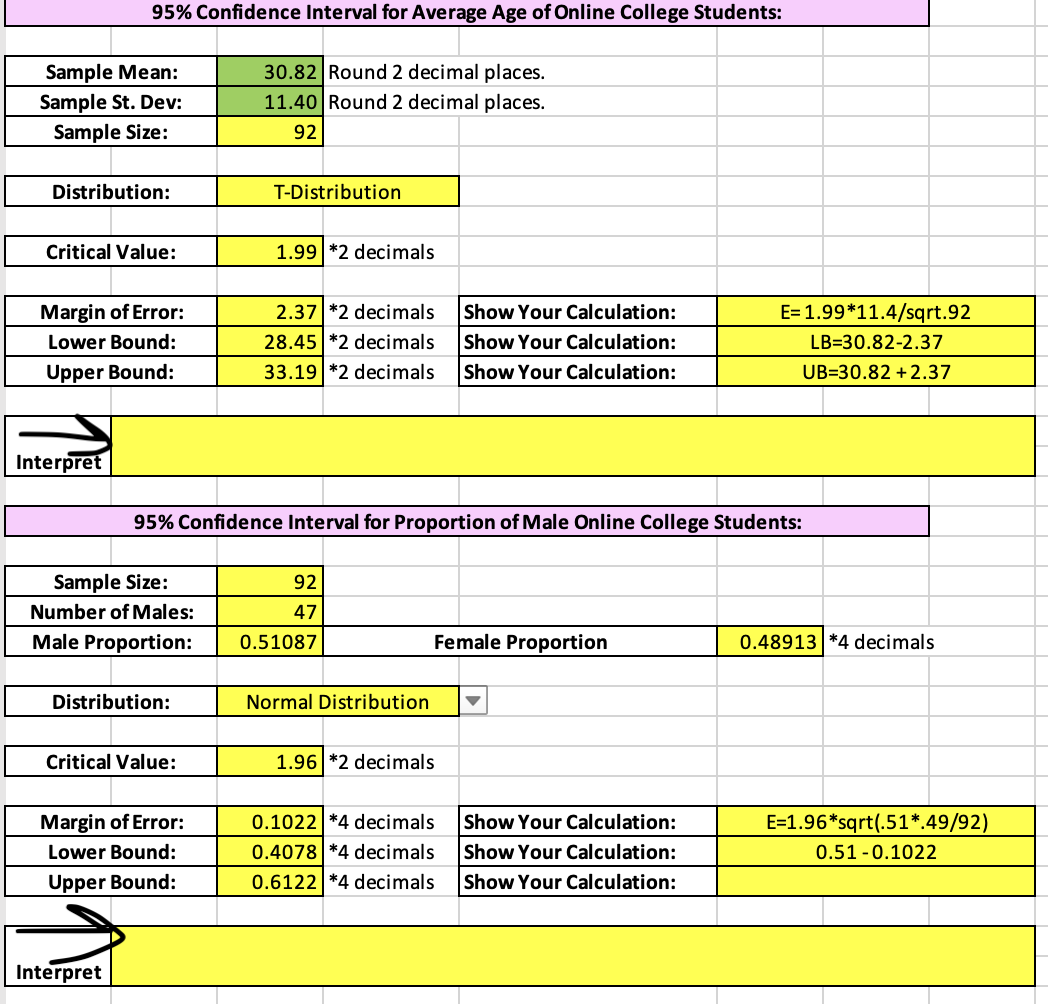 Please help interpret the following data where the arrows are. 95% Confidence