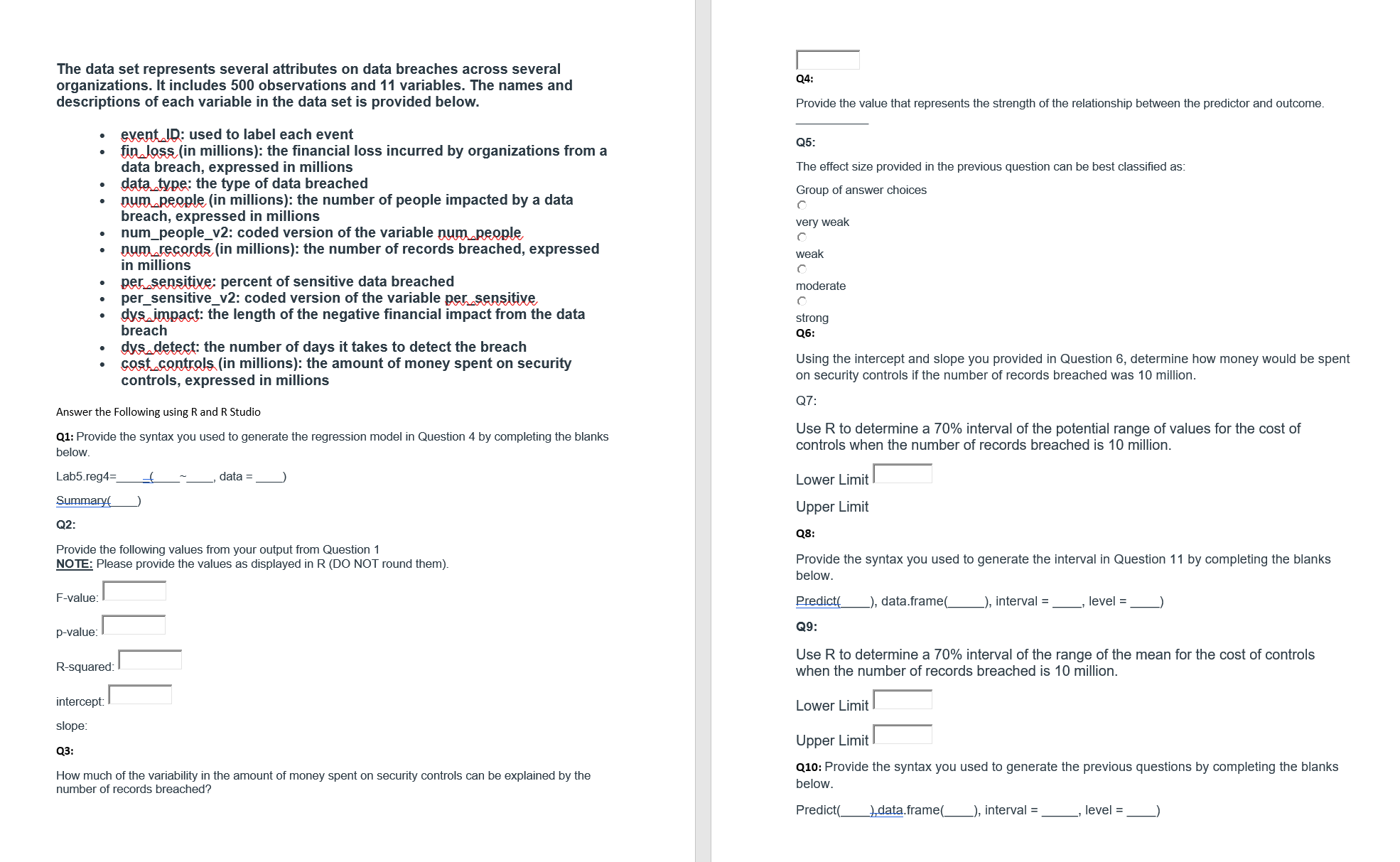  The data set represents several attributes on data breaches across several