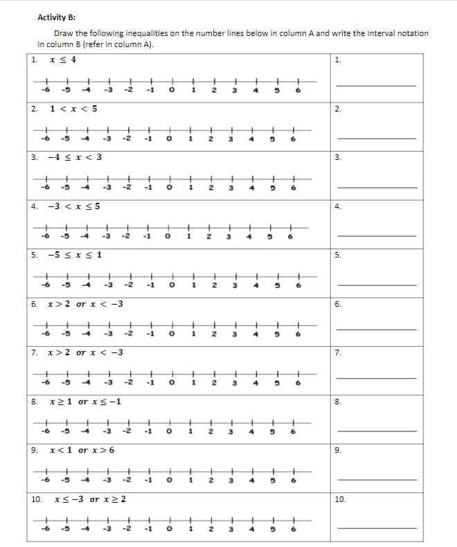equations 12. Solve rational inequalities I1. Directions / Instructions: Answer activity #1