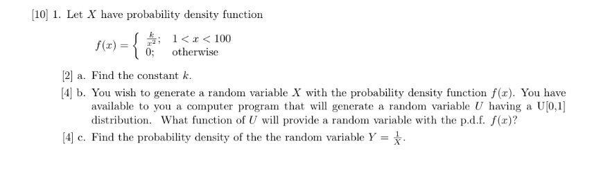 101 1. Let X have probability density function 12] a. p; 1