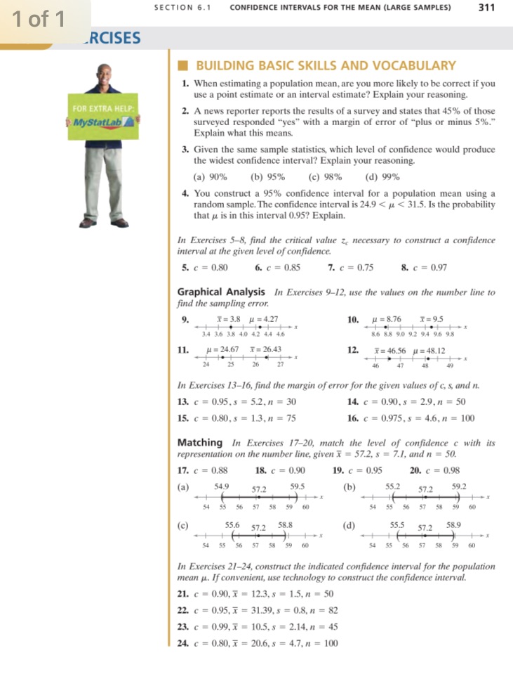  SECTION 6.1 CONFIDENCE INTERVALS FOR THE MEAN (LARGE SAMPLES) 311 1