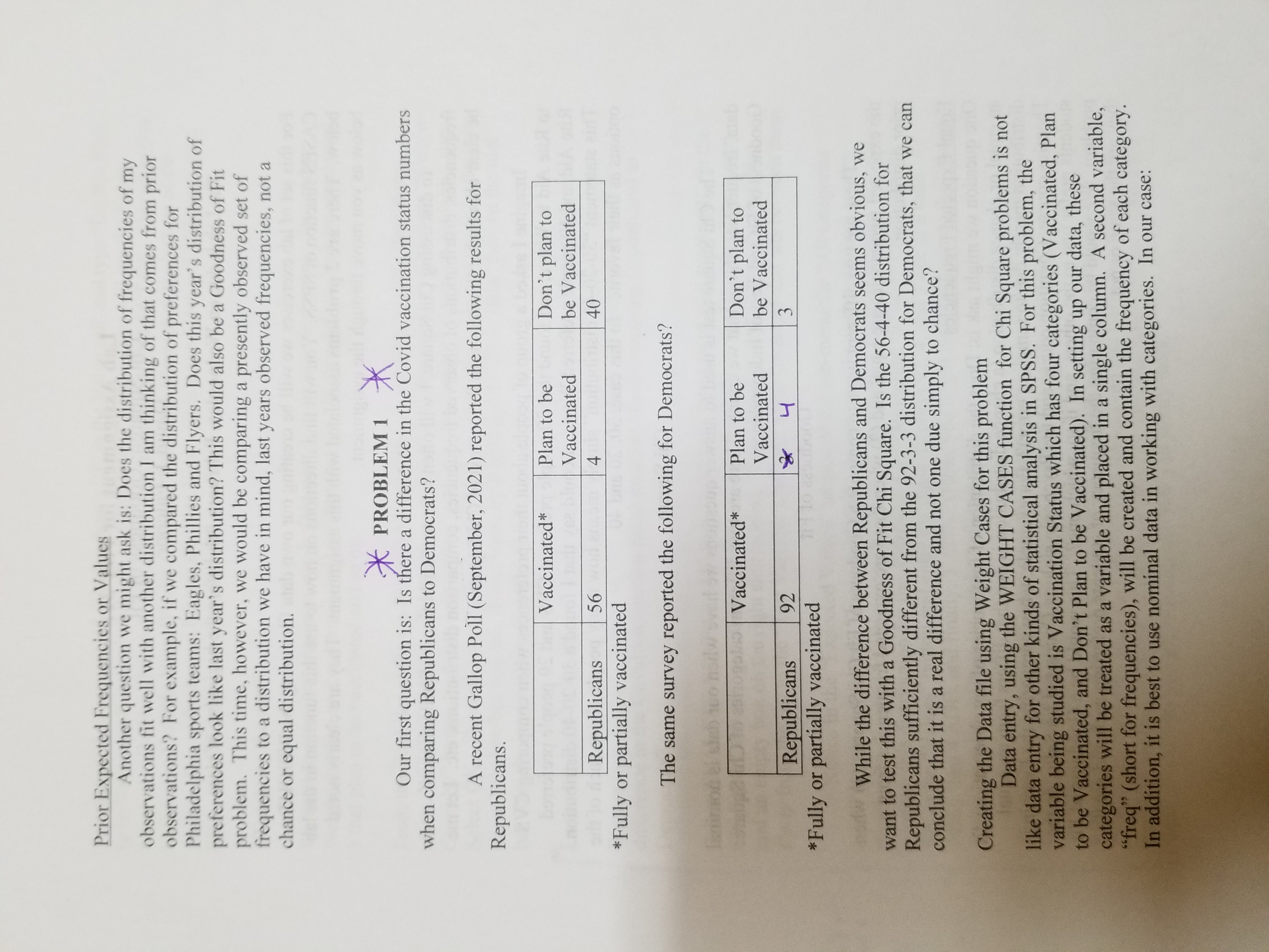 Prior Expected Frequencies or Values Another question we might ask is: