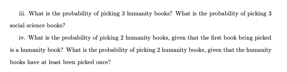 consisting of 2 humanity books, 3 social science books, and 4 natural