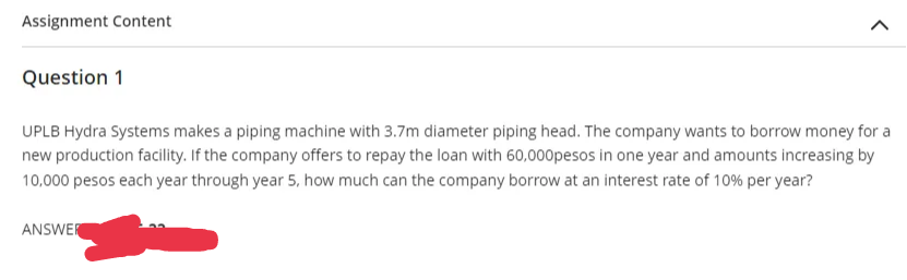 Assignment Content Question 1 UPLB Hydra Systems makes a piping machine