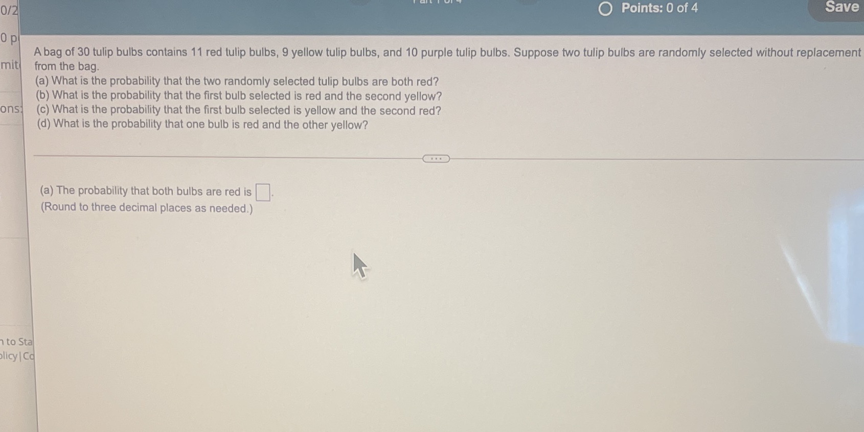 Need help with part A, B, C and D 0/2 O Points: