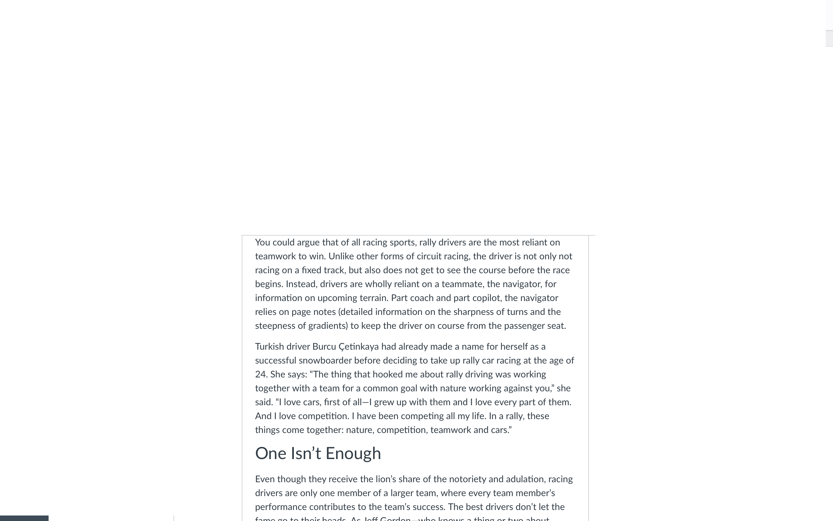 takes a great team to win a race. using software such as