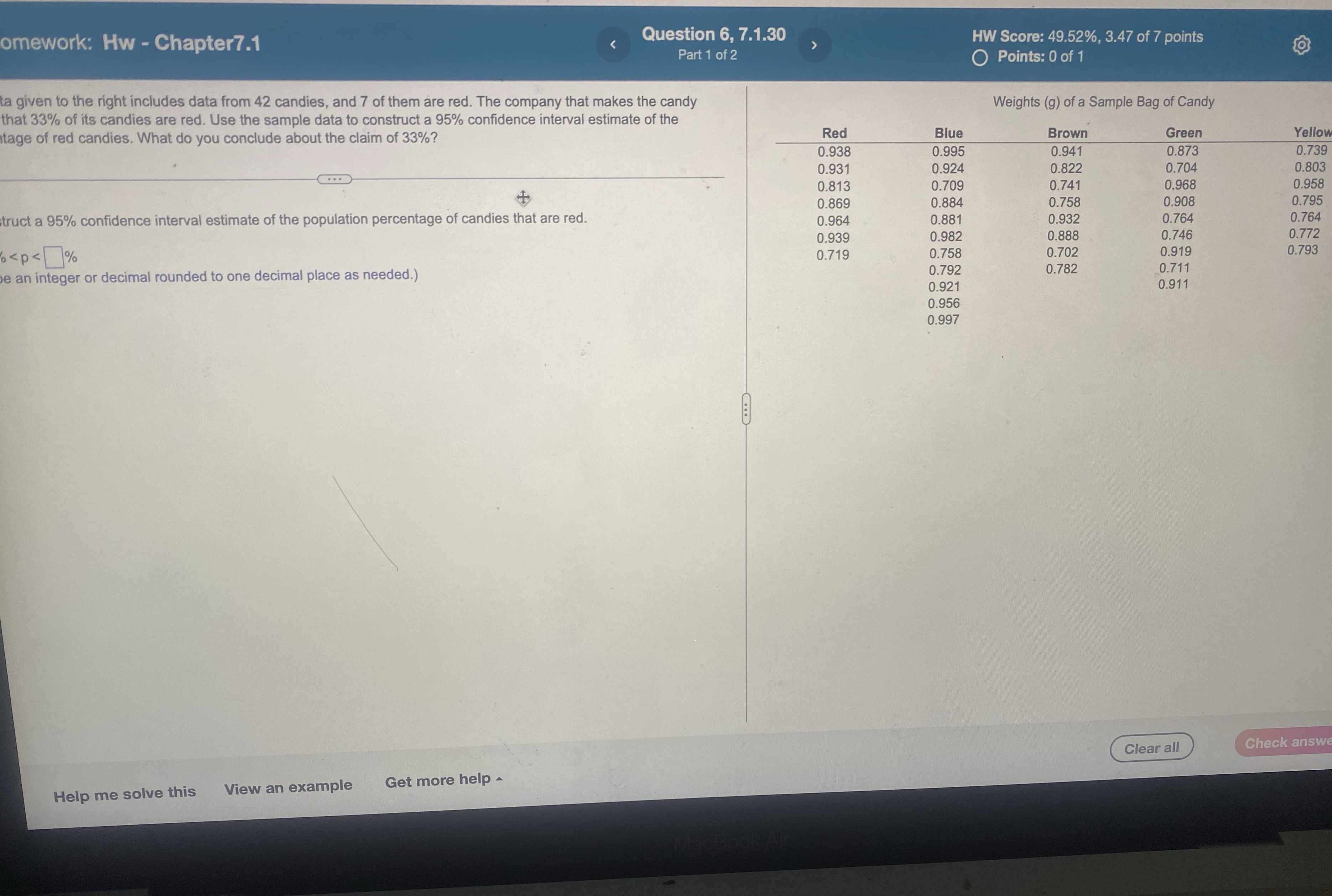 The data given to the rain clouds that are from 42 candles