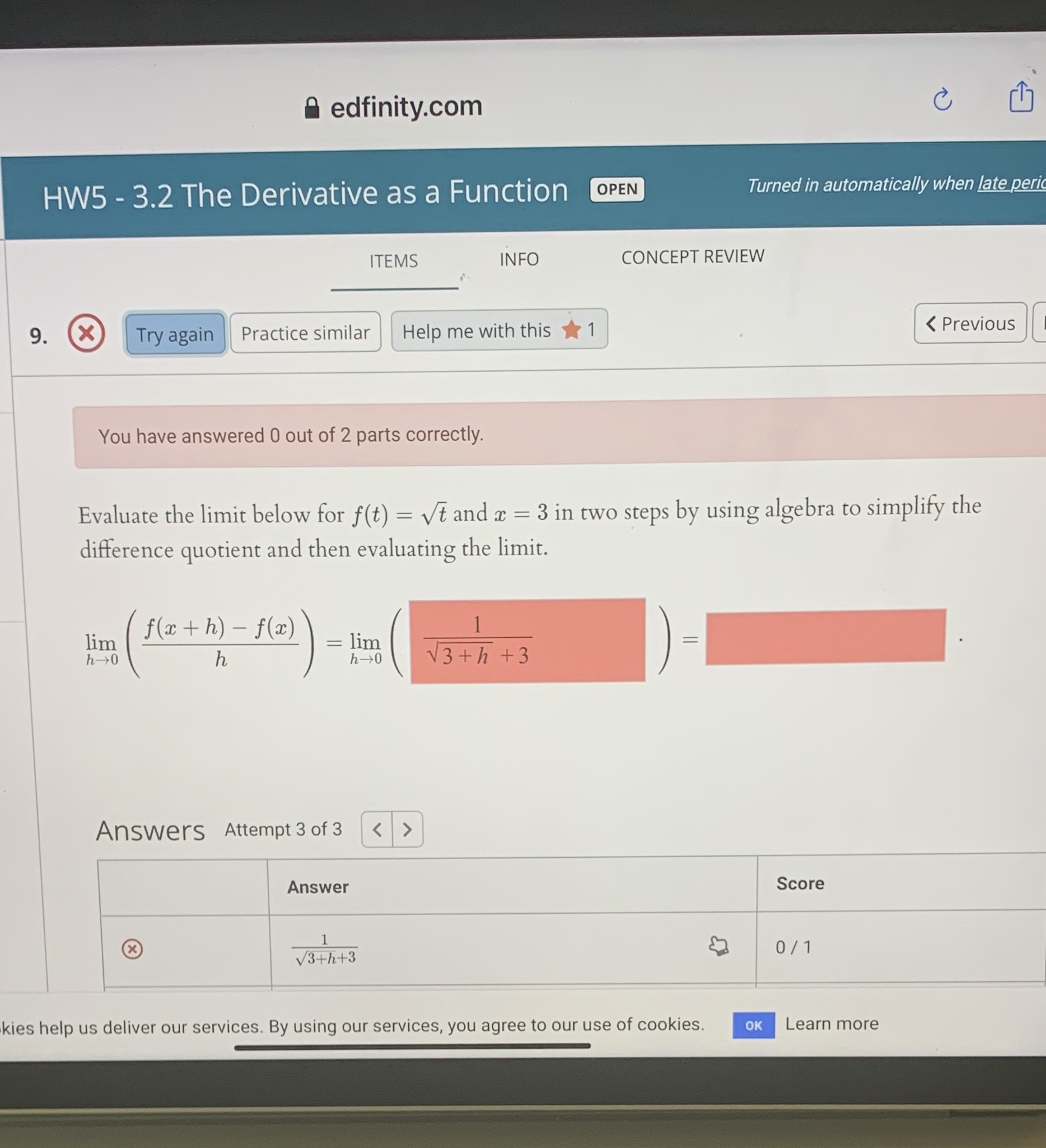 edfinity.com C HW5 - 3.2 The Derivative as a Function OPEN