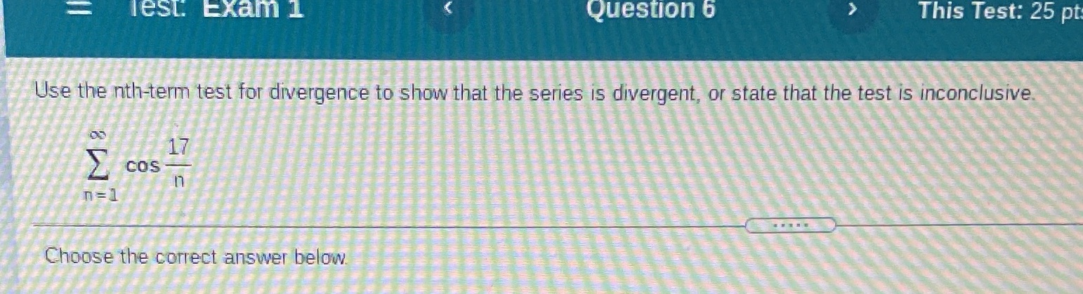  Test. Exam 1 Question 6 This Test: 25 pt Use the