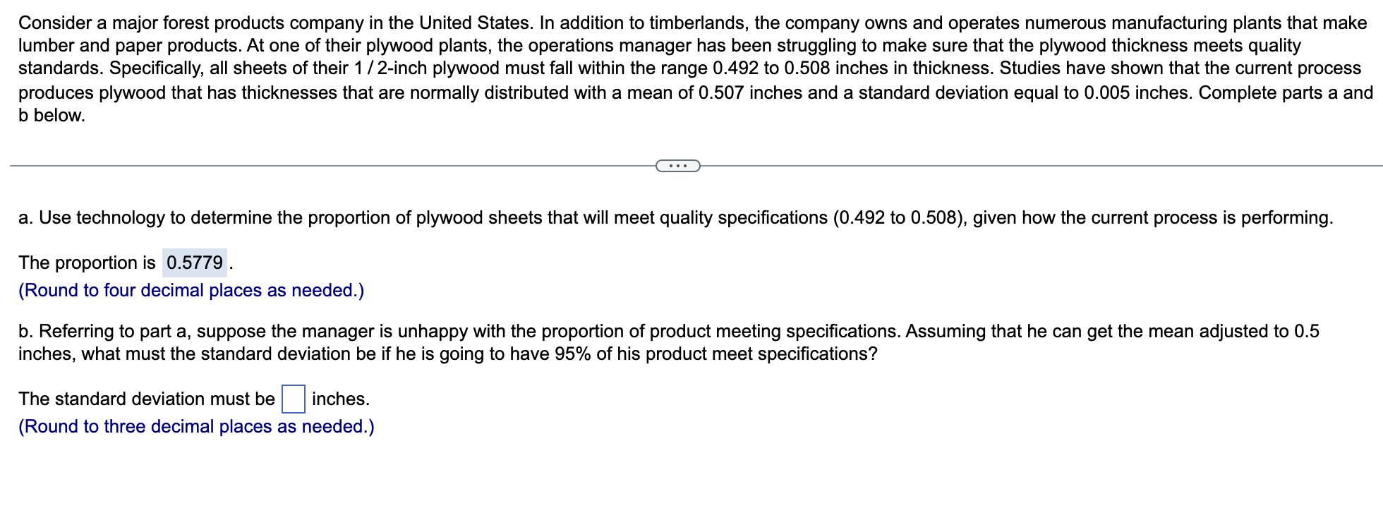 of 1,400 and a variance of 304. Complete parts a through c