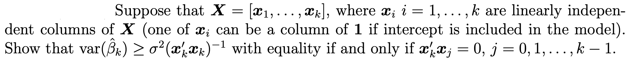  Suppose that X = [*1, . .., Xx], where xi i