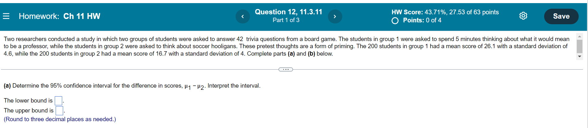 value and and part d. E Homework: Ch 11 HW Question 11,