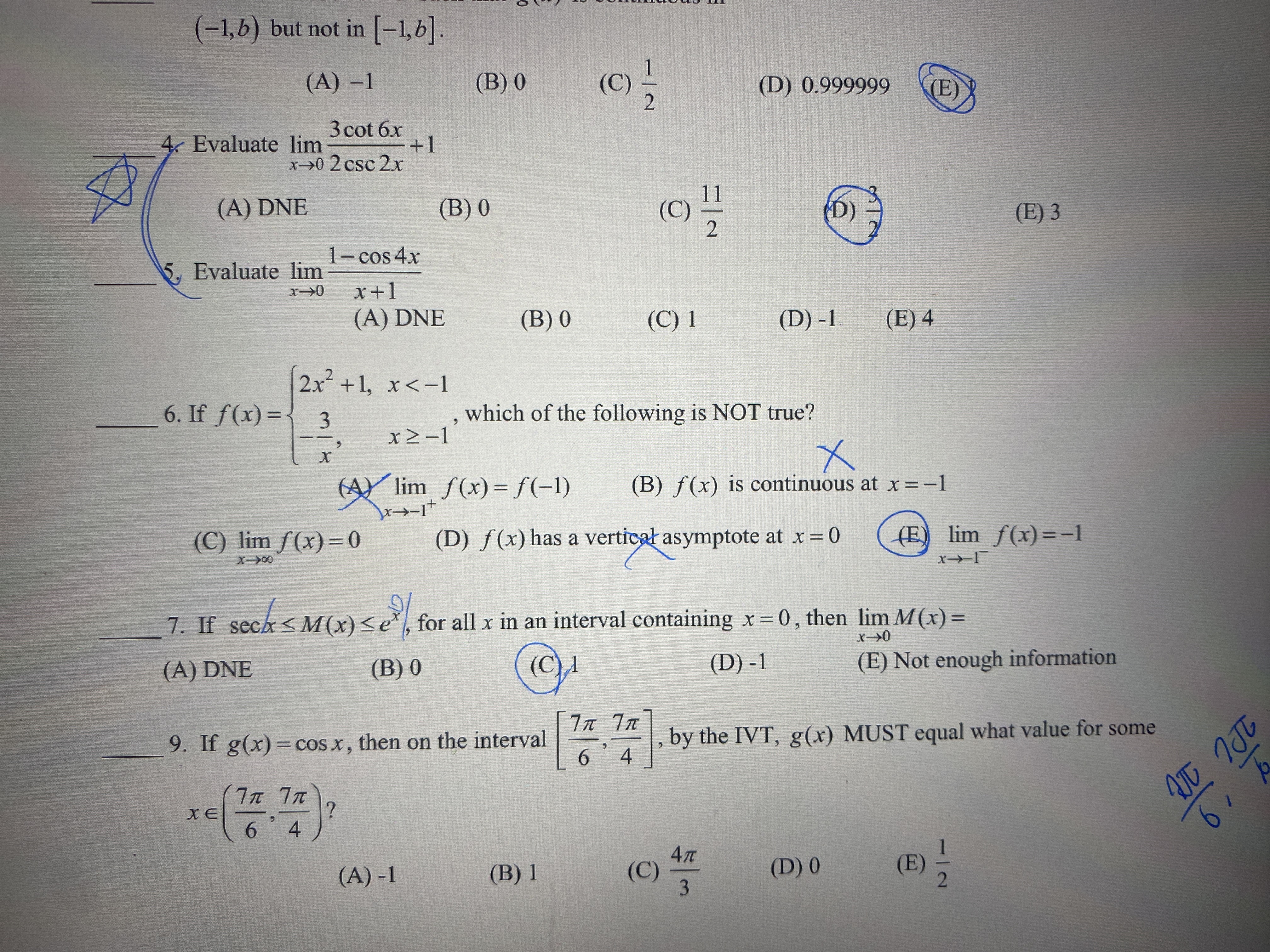  (-1, b) but not in [-1, b]. (A) -1 (B) O