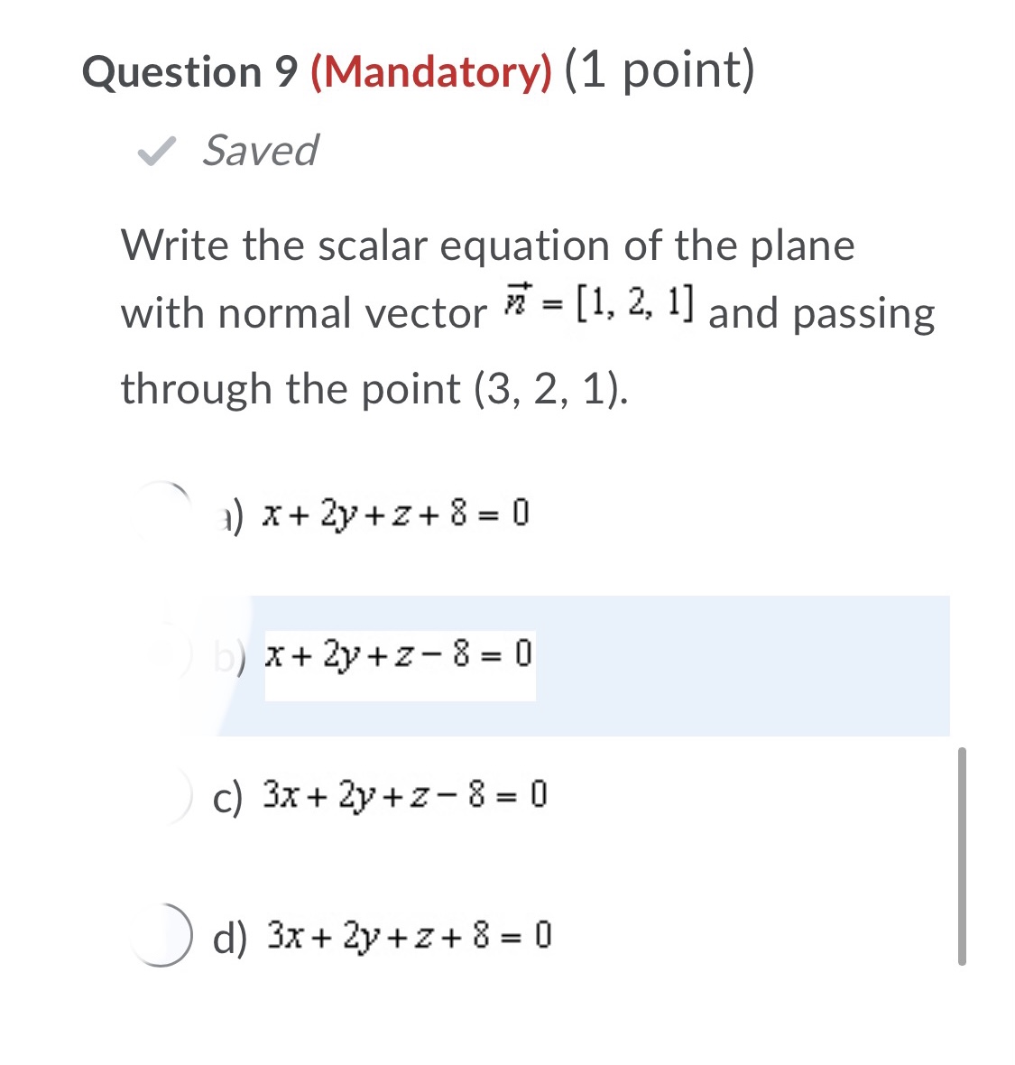 equation of the line. a) [x,y,z] = [I], l, 4] +.t[l, 3,
