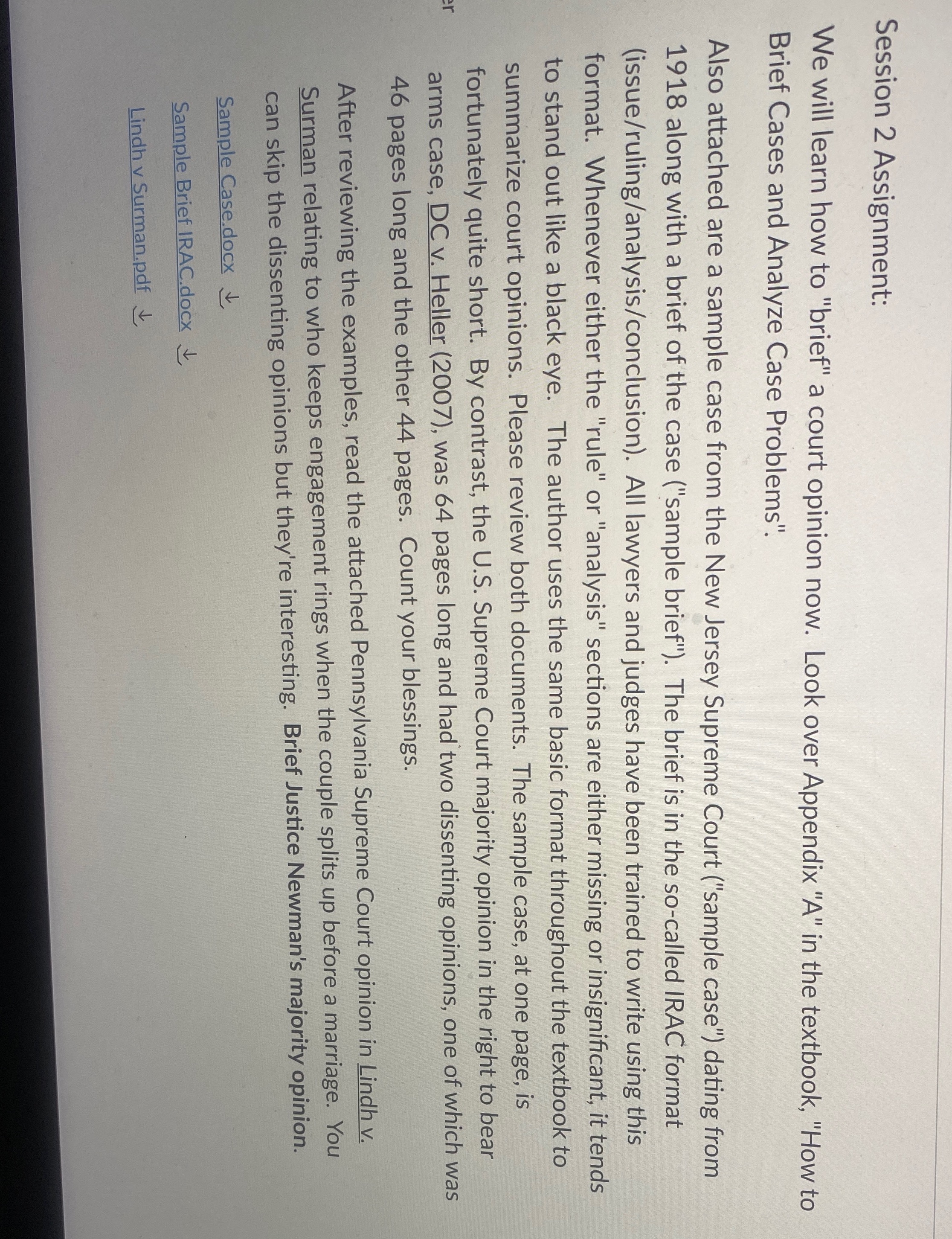  Session 2 Assignment: We will learn how to "brief" a court