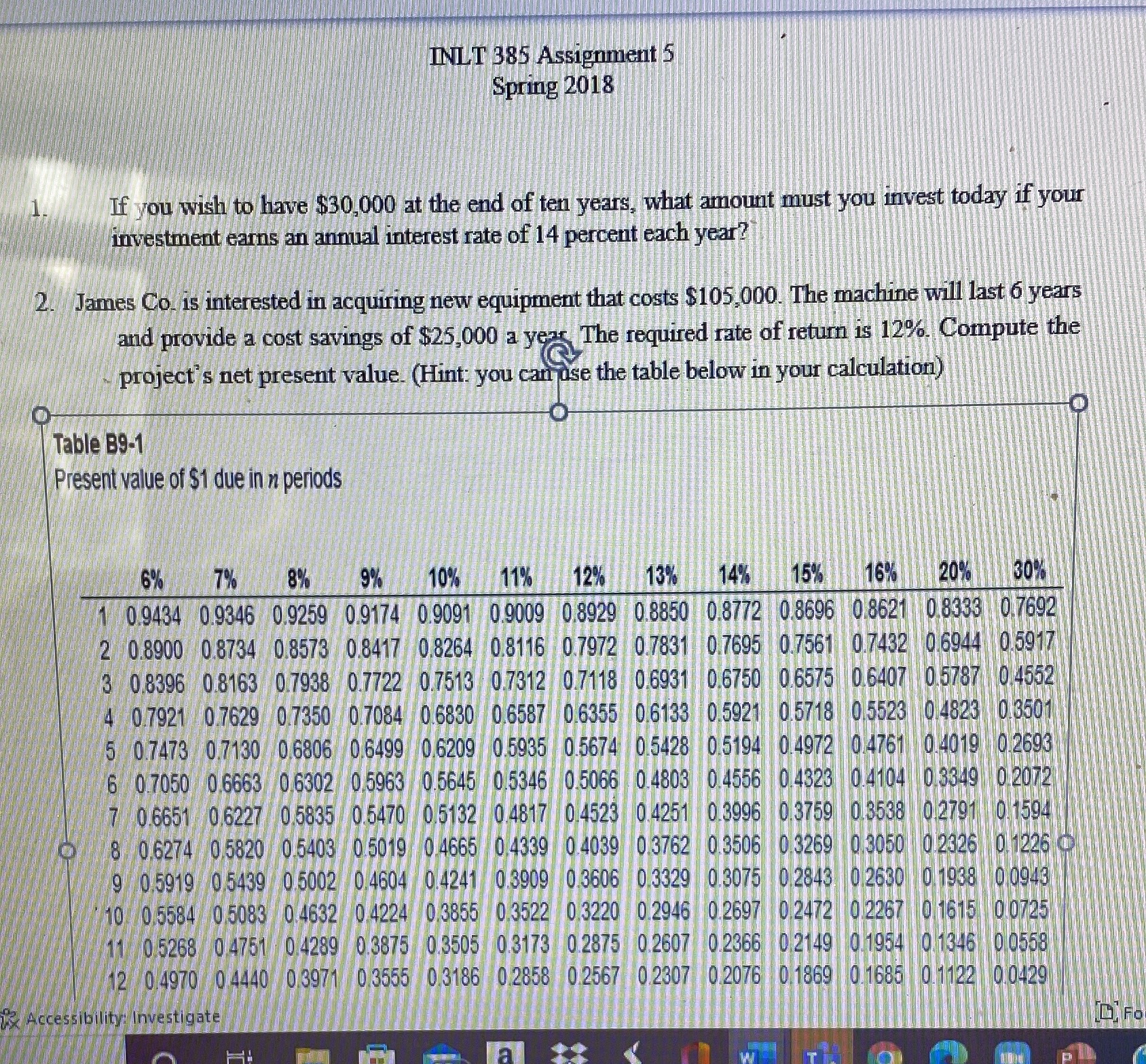 INLT 385 Assignment 5 Spring 2018 If you wish to have