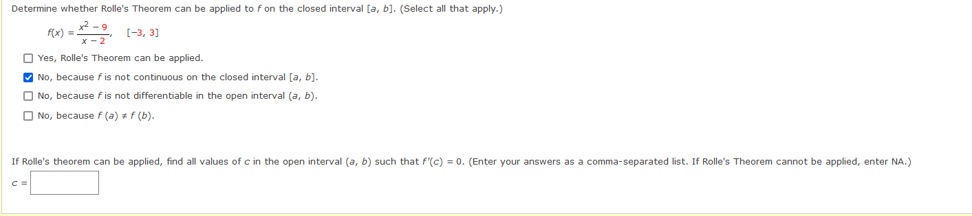  Determine whether Rolle's Theorem can be applied to f on the