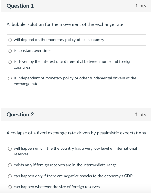 Question 1 1 pts A 'bubble' solution for the movement of