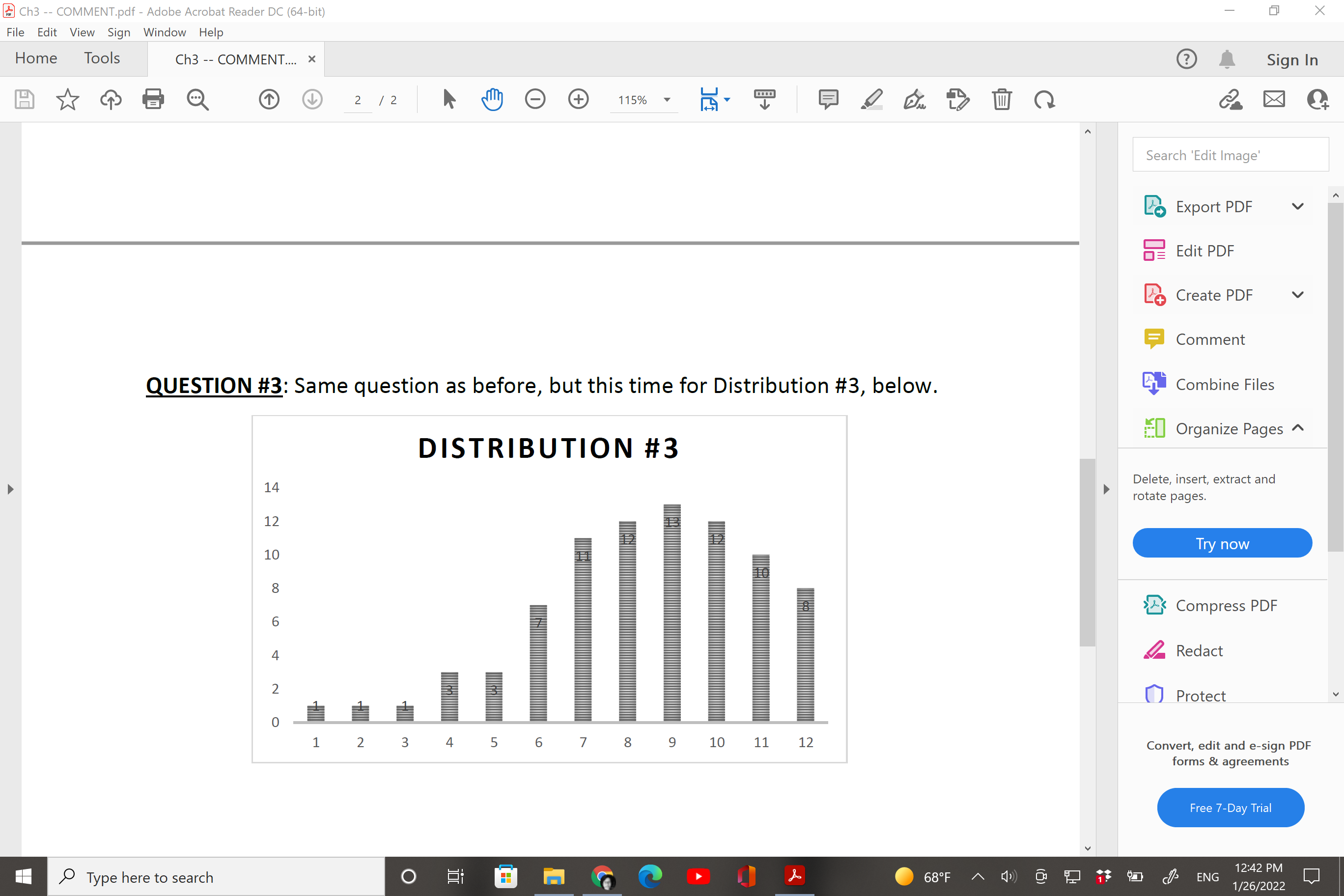 / 2 115% Search 'Edit Image' QUESTION #1: For Distribution #1 below,