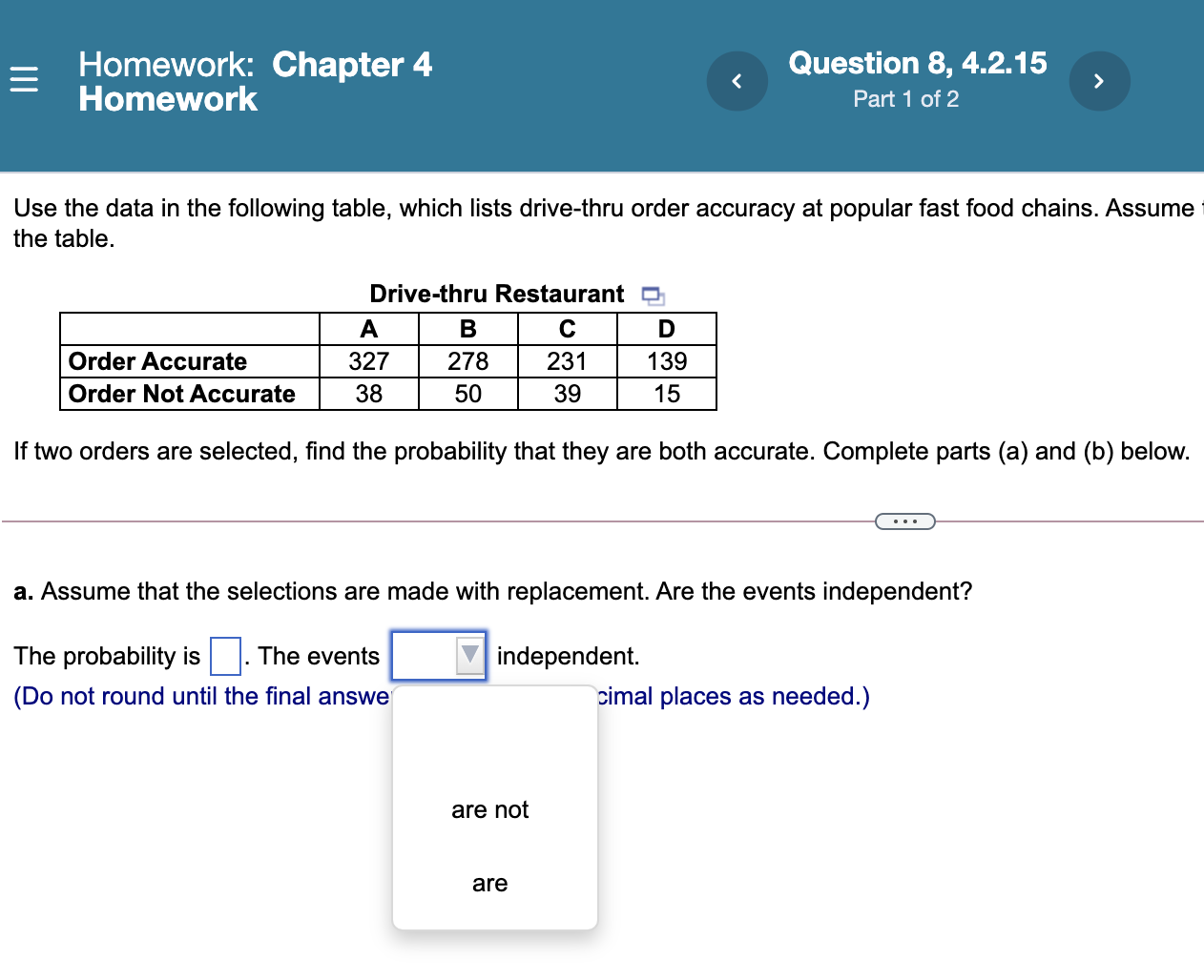 Homework: Chapter 4 Homework Question 8, 4.2.15 Part 1 of 2 Use