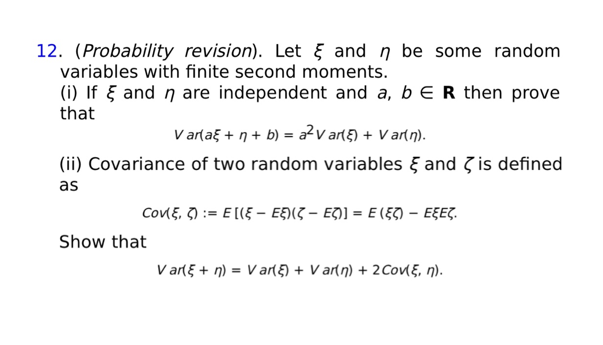 12. (Probability revision). Let & and n be some random variables