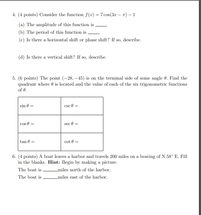  4. {4 points} Consider the function HI} = Teos{3.r - 1r}
