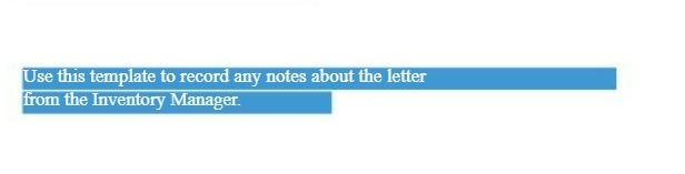 Use this template to record any notes about the letter Inventory Manager.