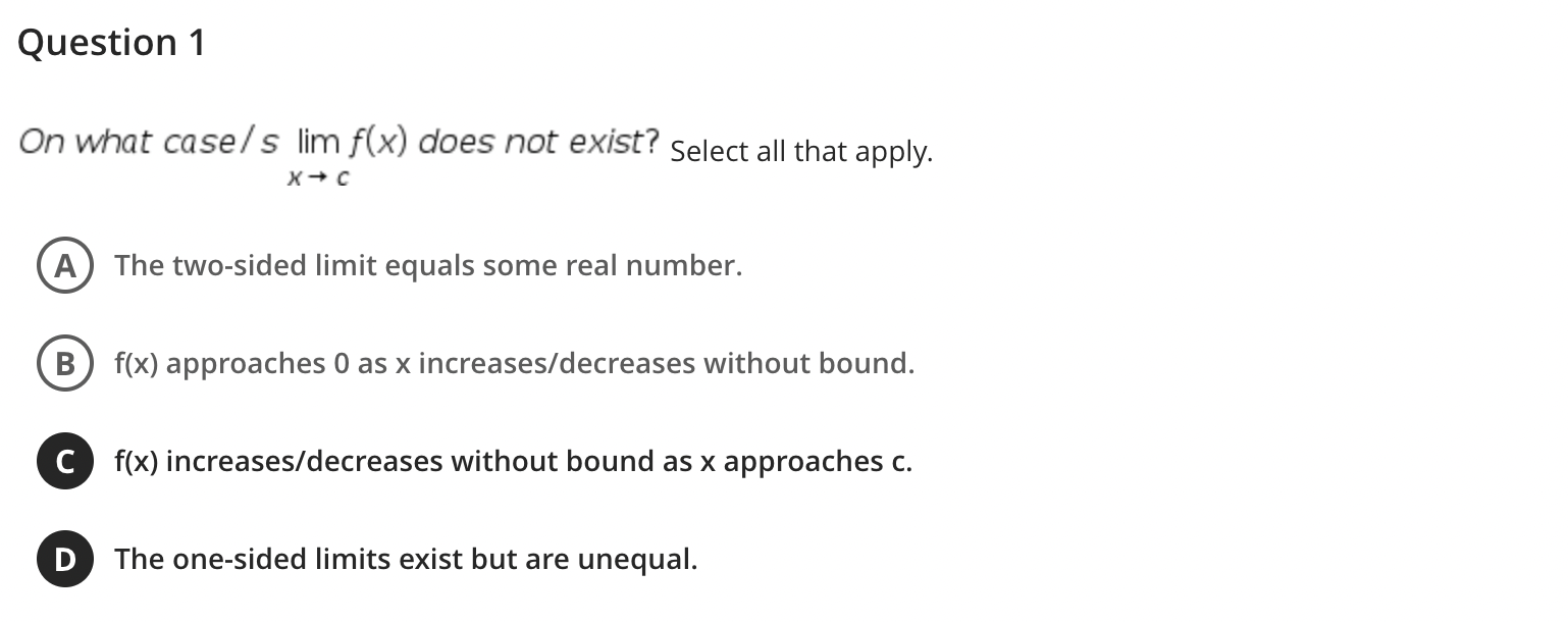as x decreases without bound? - DO A + 00; C -,