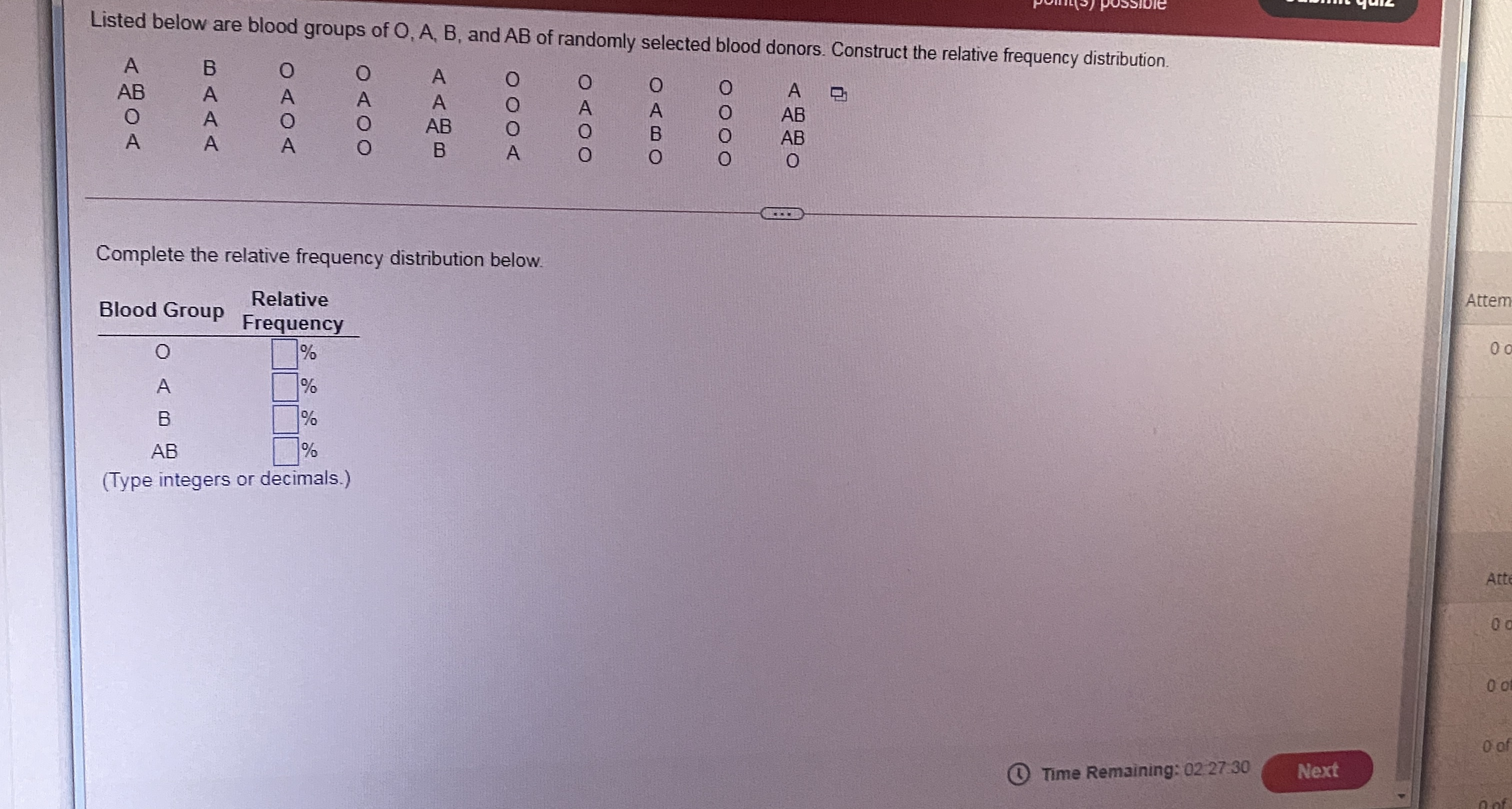 frequency distribution. The 2324 people aboard a ship that sank include 276