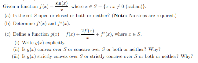  Given a function f(x) = sin (x) where r e S