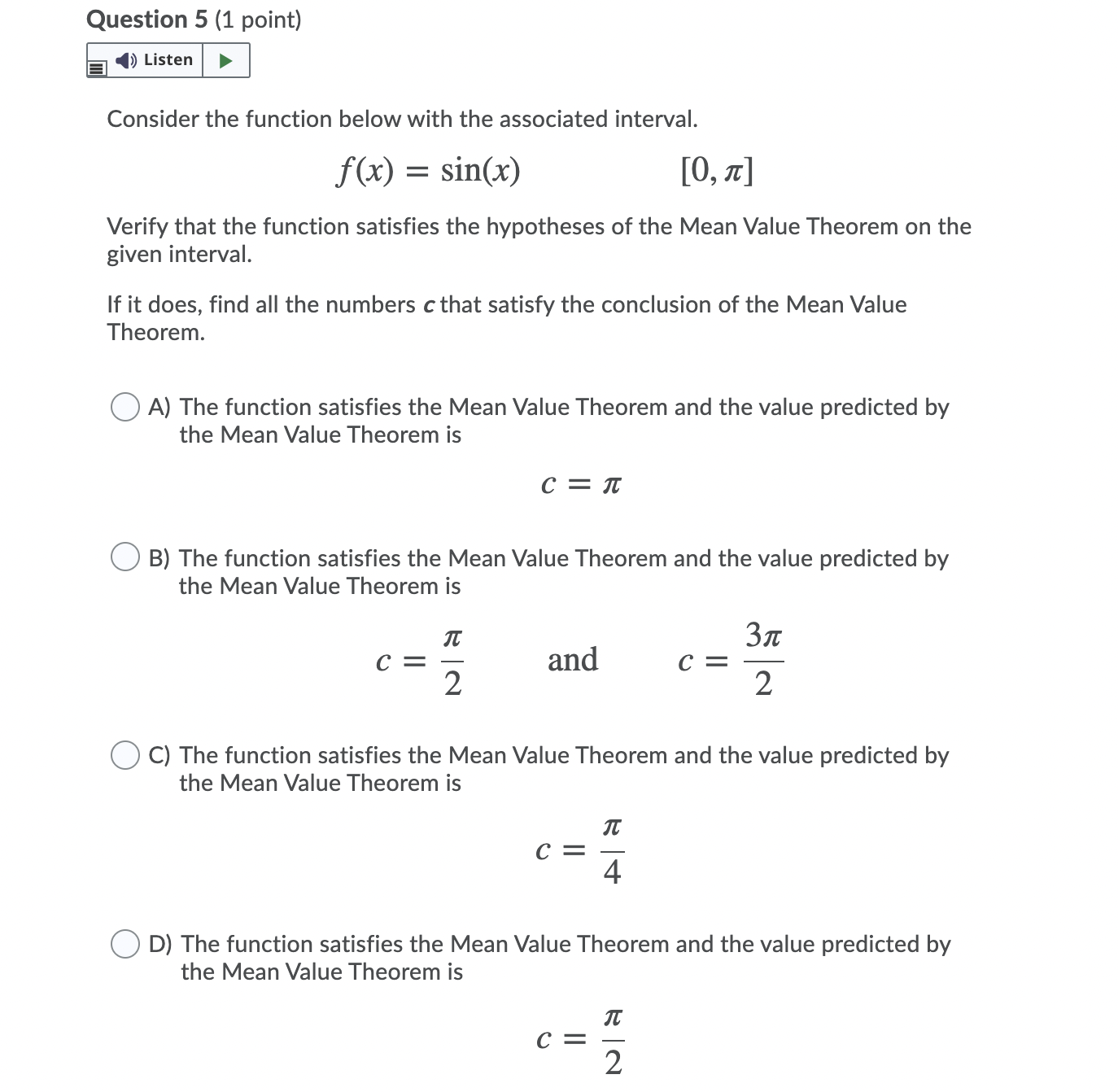  Question 5 (1 point) an Consider the function below with the