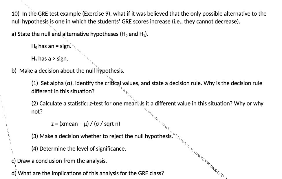 10) In the GRE test example (Exercise 9), what if it