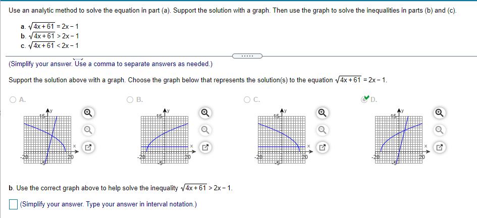 Use an analytic method to solve the equation in part (a).