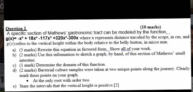  O Question 1 (10 marks) A specific section of Mathews' gastronomic