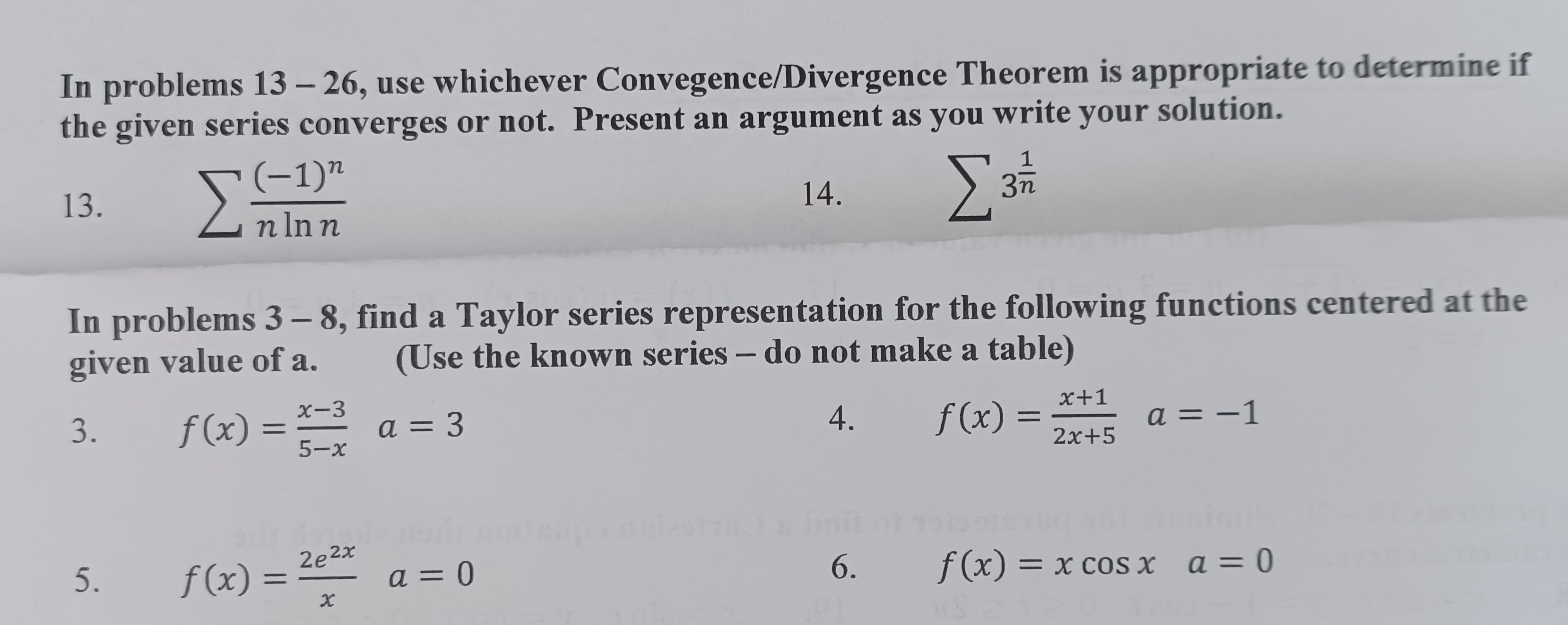  In problems 13 - 26, use whichever Convegence/Divergence Theorem is appropriate
