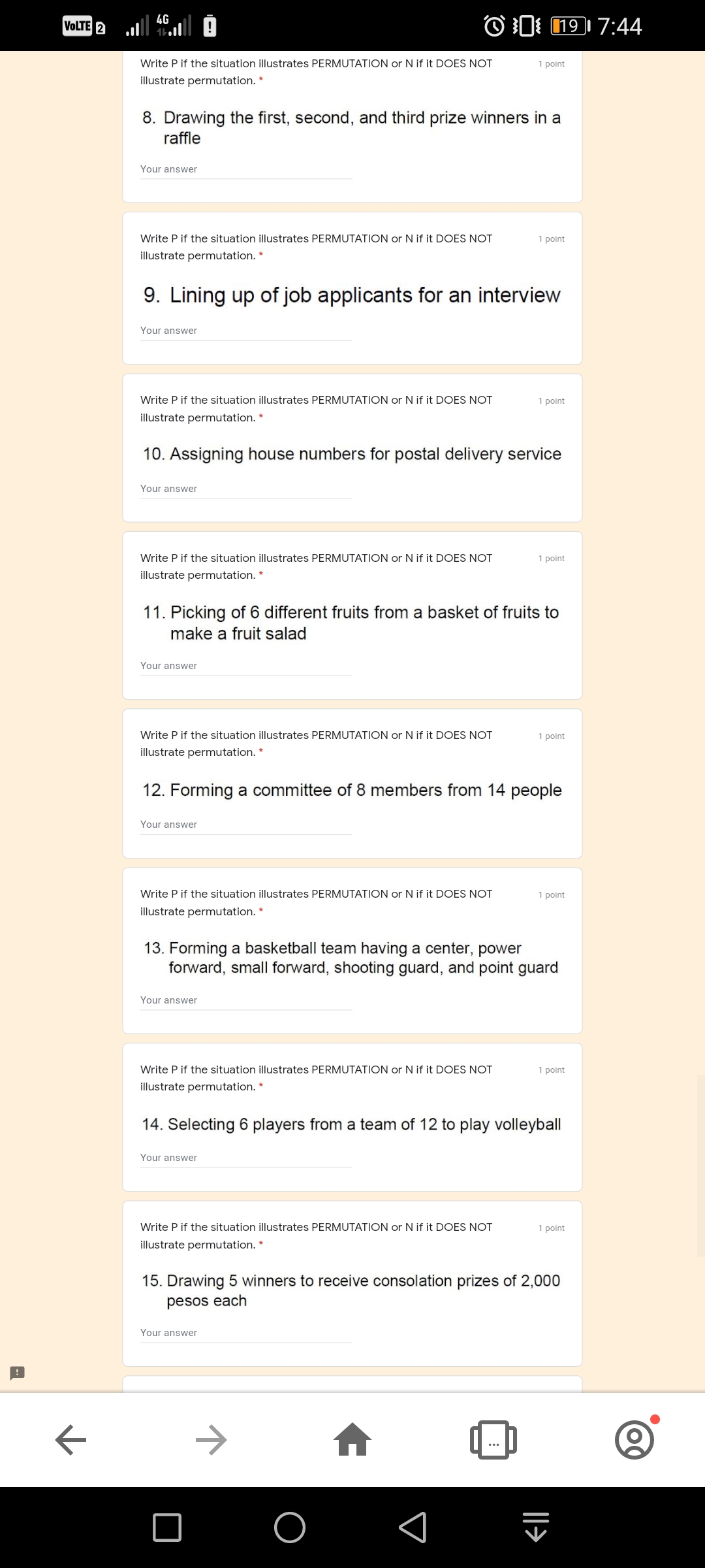 PERMUTATION or N if it DOES NOT 1 point illustrate permutation. *