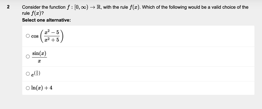 alternative: O k(x) = e37 - 1 O k(x) = eln(23-1) O