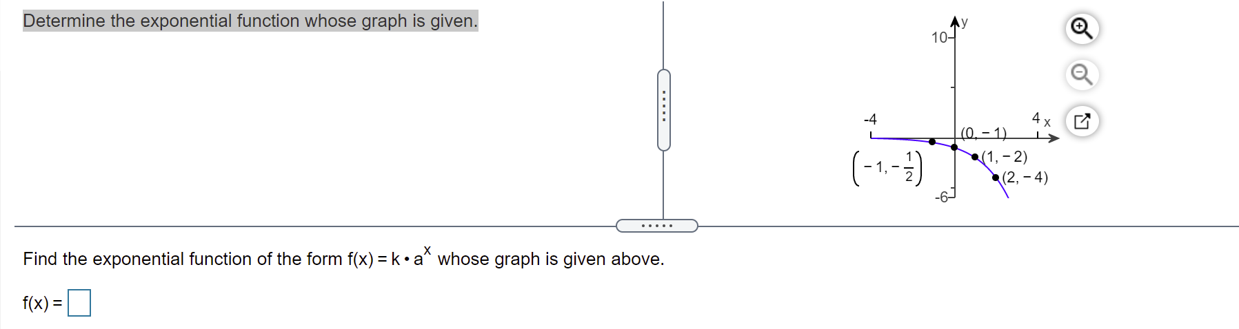 Determine the exponential function whose graph is given. Find the exponential function