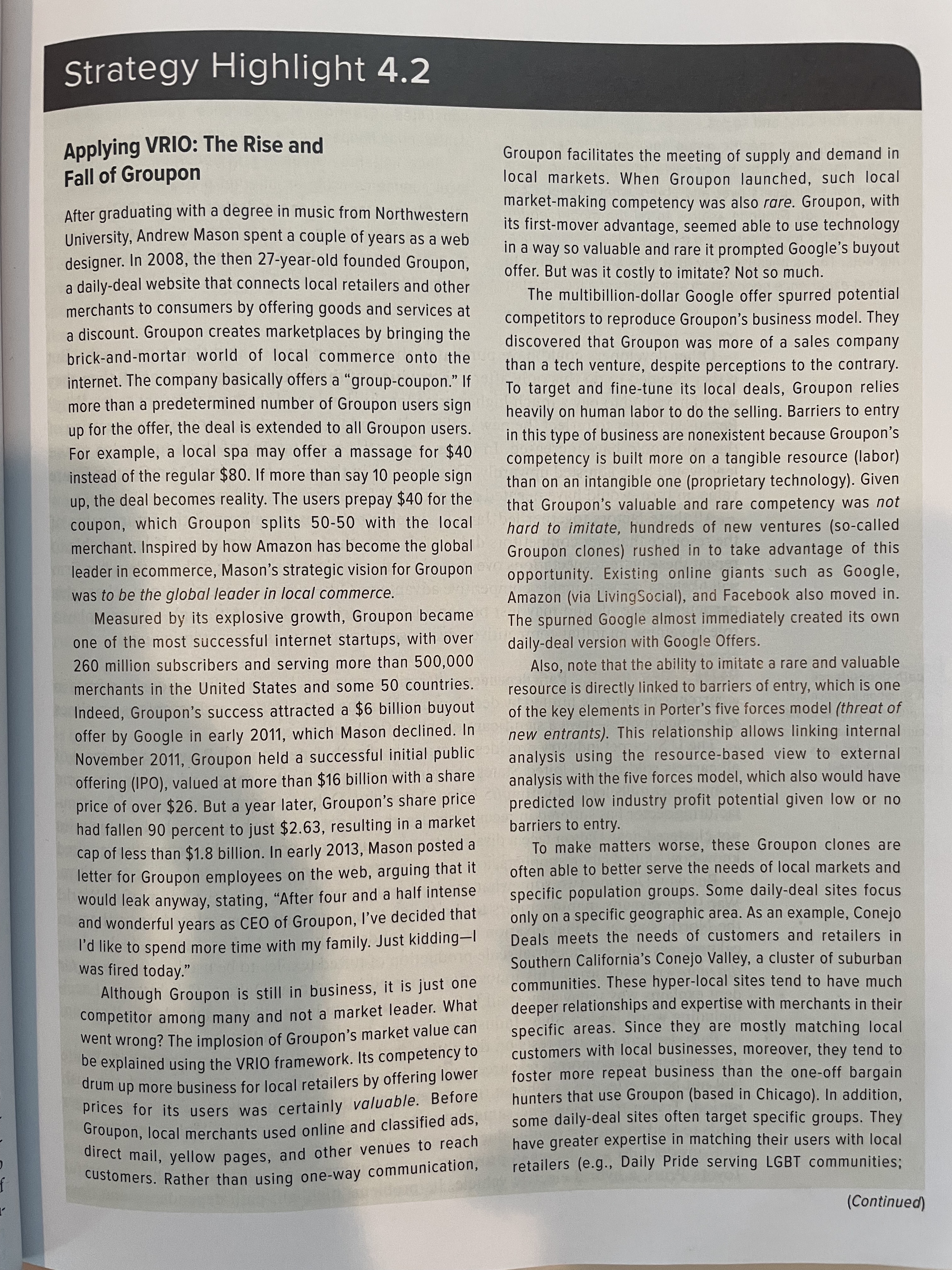 Please review the short strategic highlight 3.2 (page 75) on the "Five