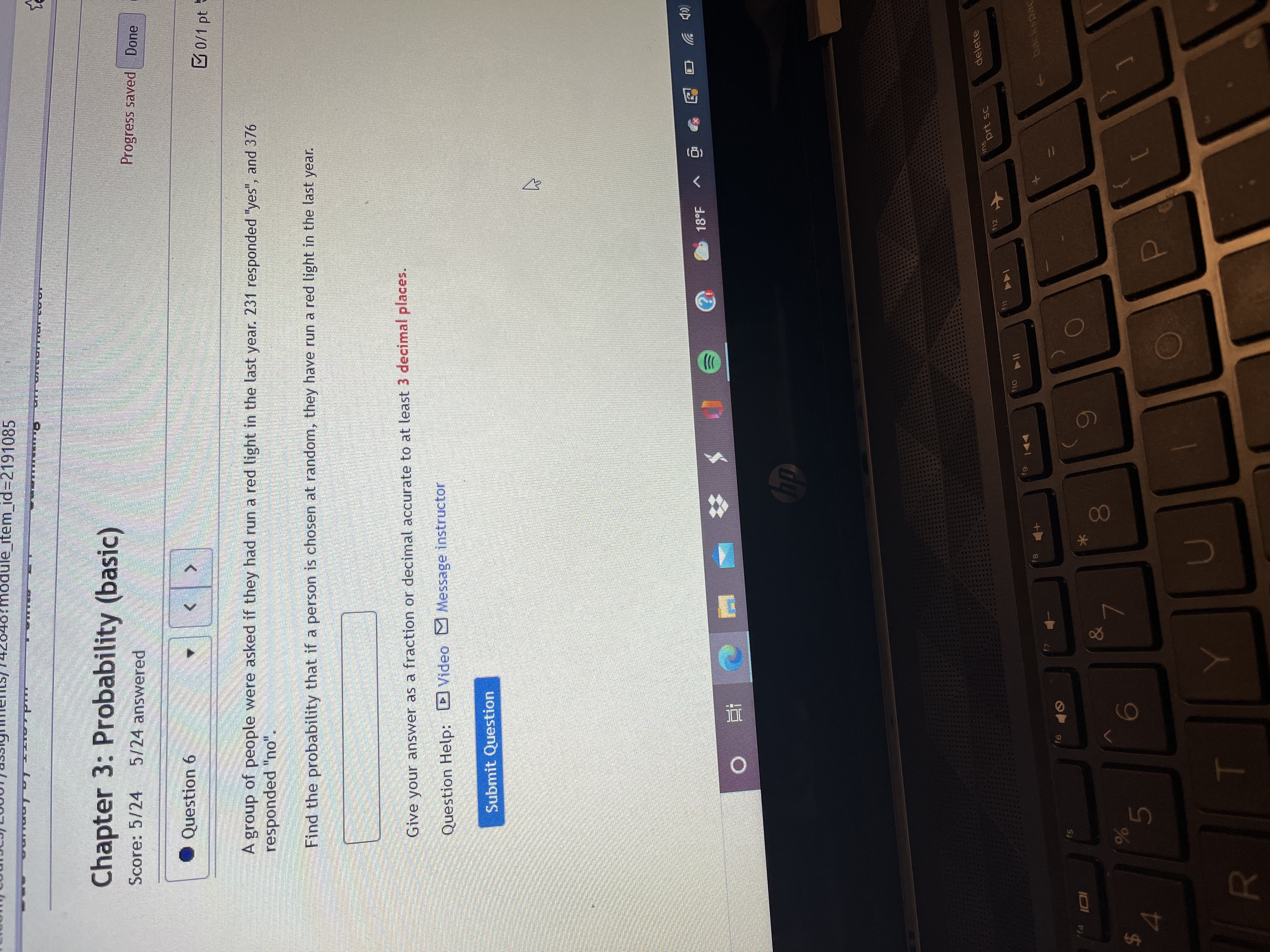 in the last year. 290 responded "yes", and 142 responded "no". Find