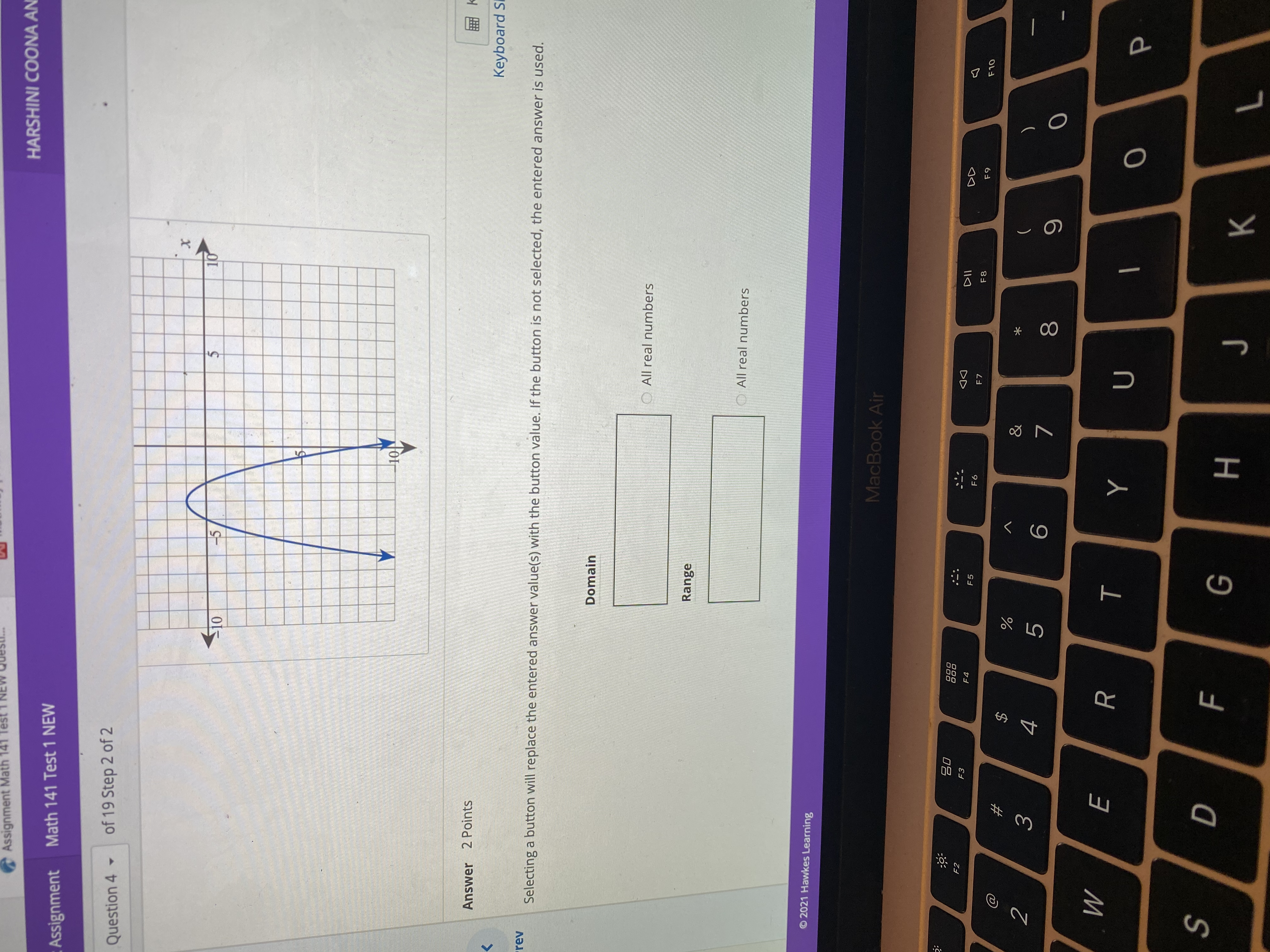 of 19 Step 2 of 2 -57 Answer 2 Points Keyboard S