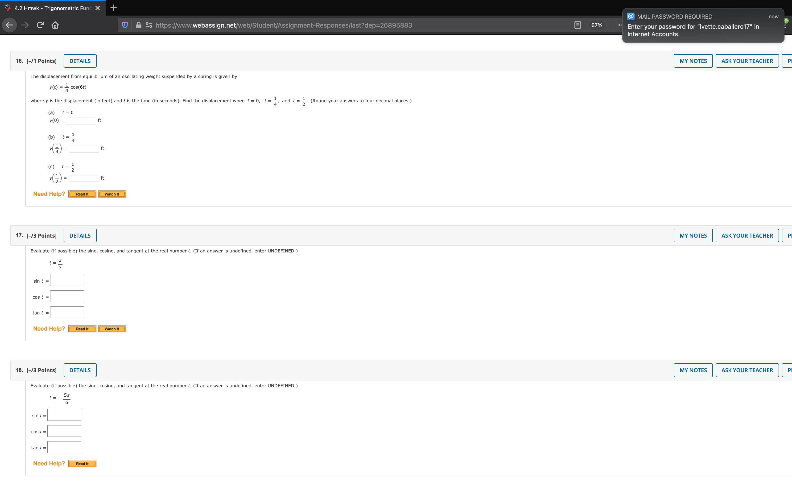  "A 4.2 Hmwk - Trigonometric Func X @ MAIL PASSWORD REQUIRED